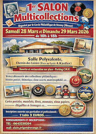 Salon multicollections le samedi 28 mars à la salle polyvalente de Stenay